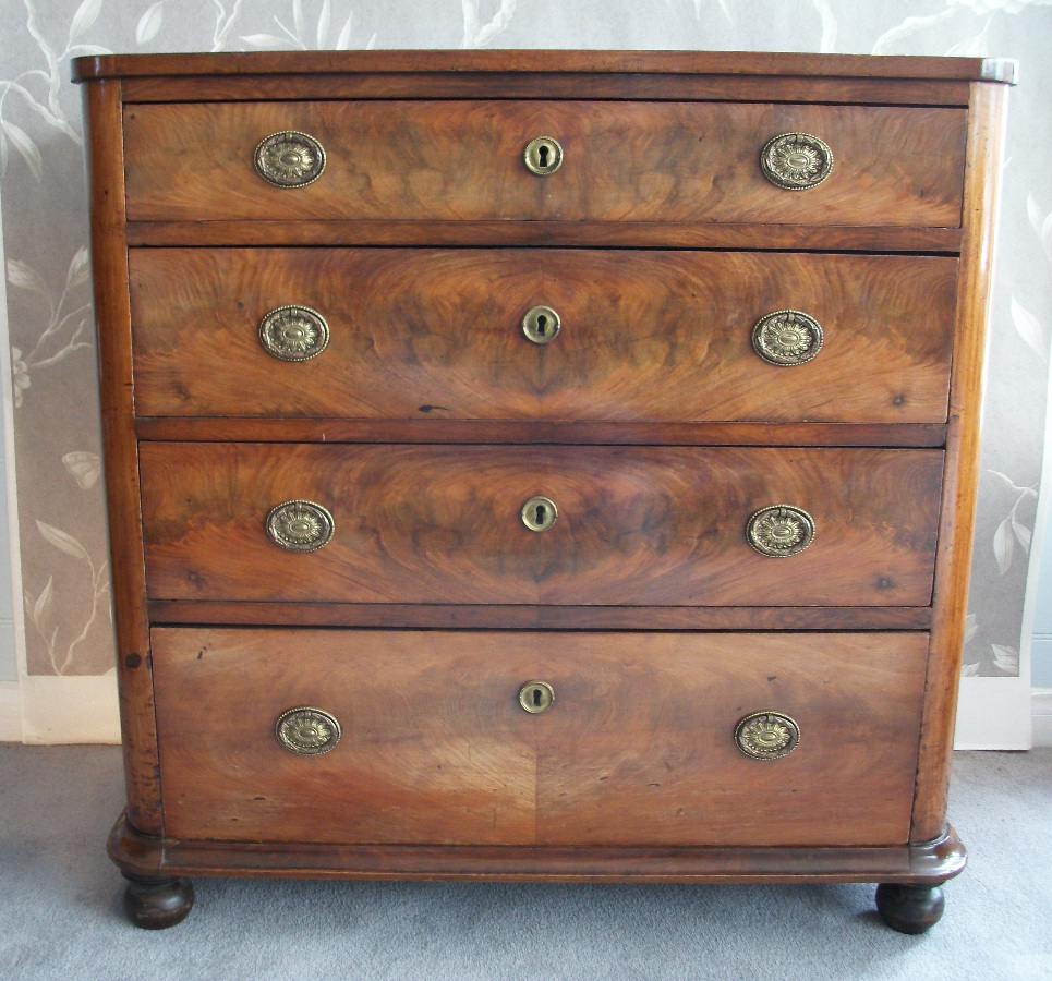 small walnut chest of four drawer